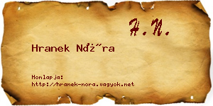Hranek Nóra névjegykártya